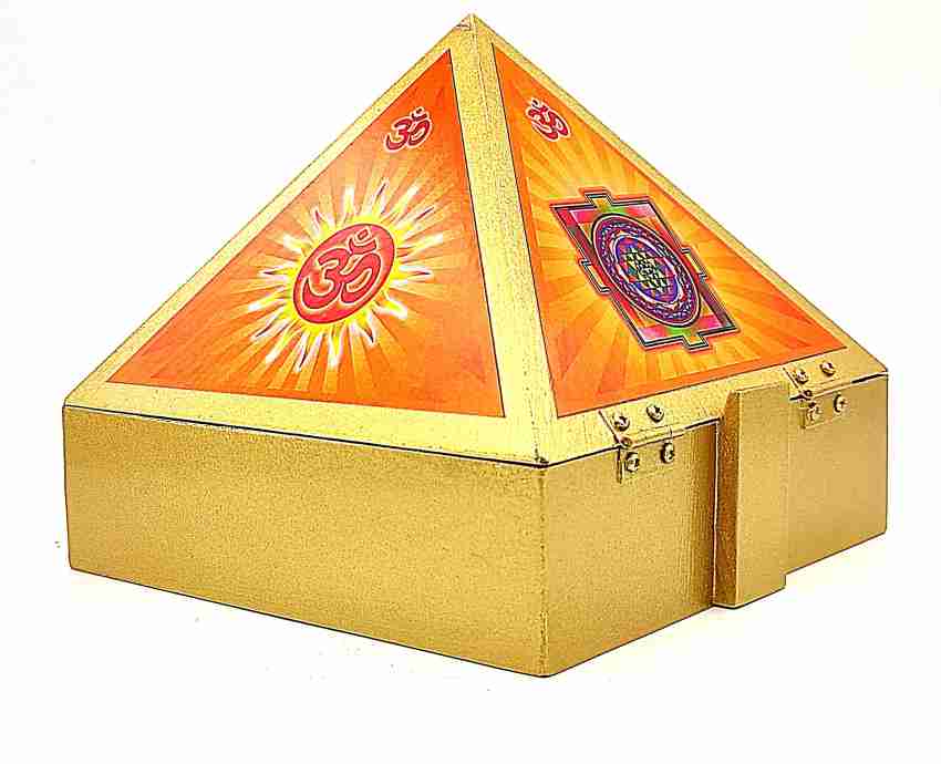 Vastu Pyramid Box for Meditation & Energy Healing | Wooden Pyramid Storage Box with Sacred Symbols | Spiritual Gift & Positive Energy Organizer | 6 X 6 Inches